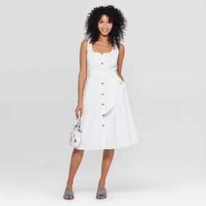 a new day White Button-Front Midi Dress